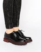 H By Hudson Hollin Leather Lace Flat Shoes - Black Croc Leather