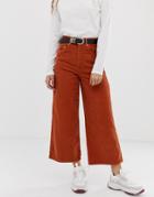 Asos Design Wide Leg Jeans In Saffron Cord - Orange