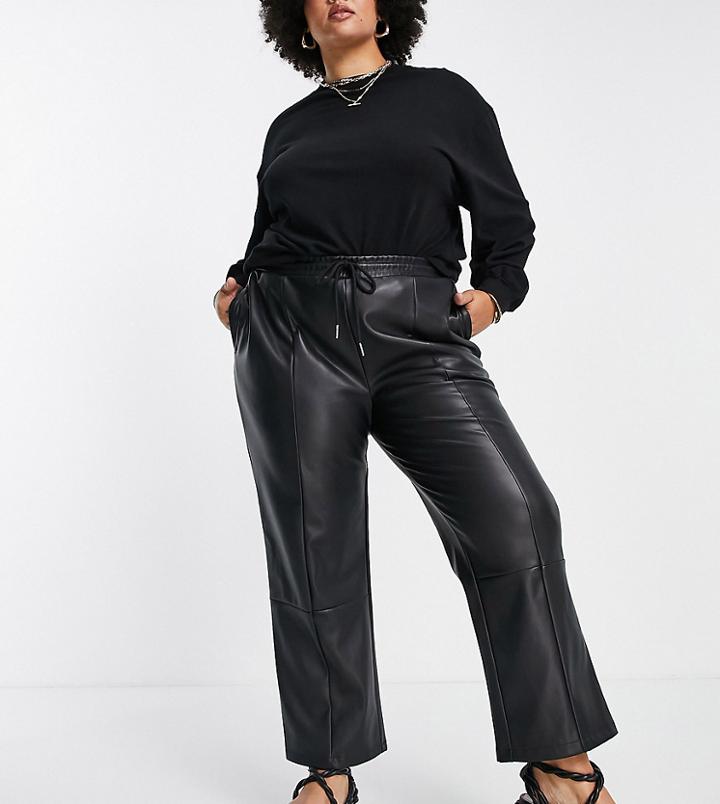 Asos Design Curve Leather Look Peg Pants In Black