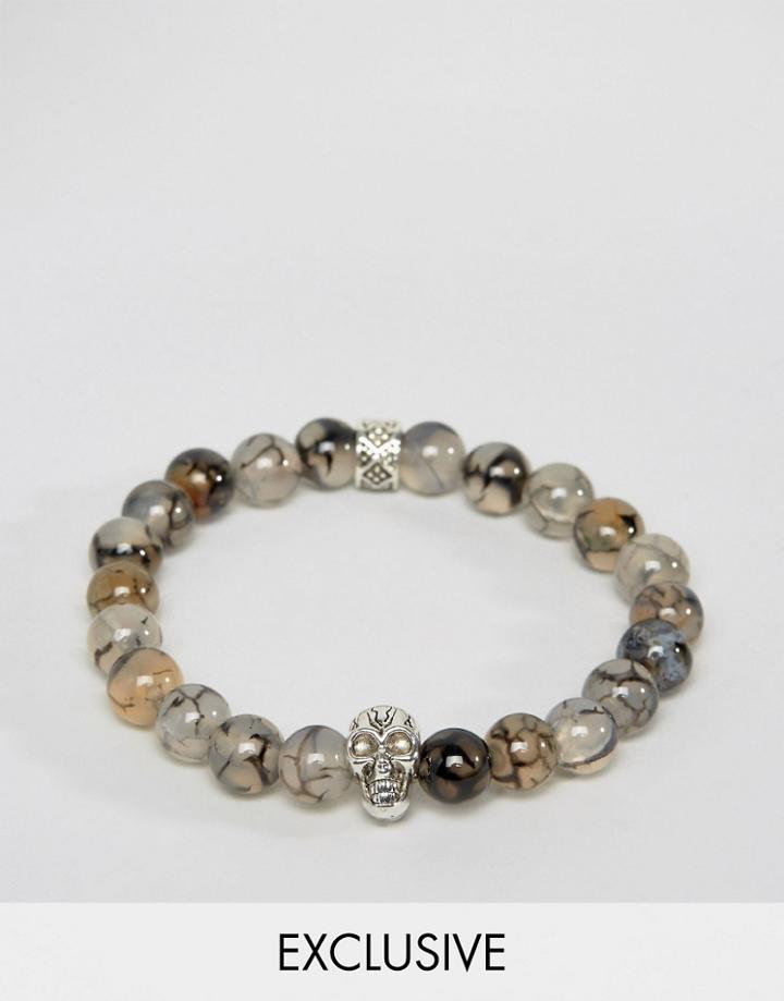 Reclaimed Vintage Bracelet With Skull - Gray