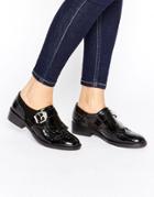 Dune Factor Gospel Strap Monk Patent Flat Shoes - Black