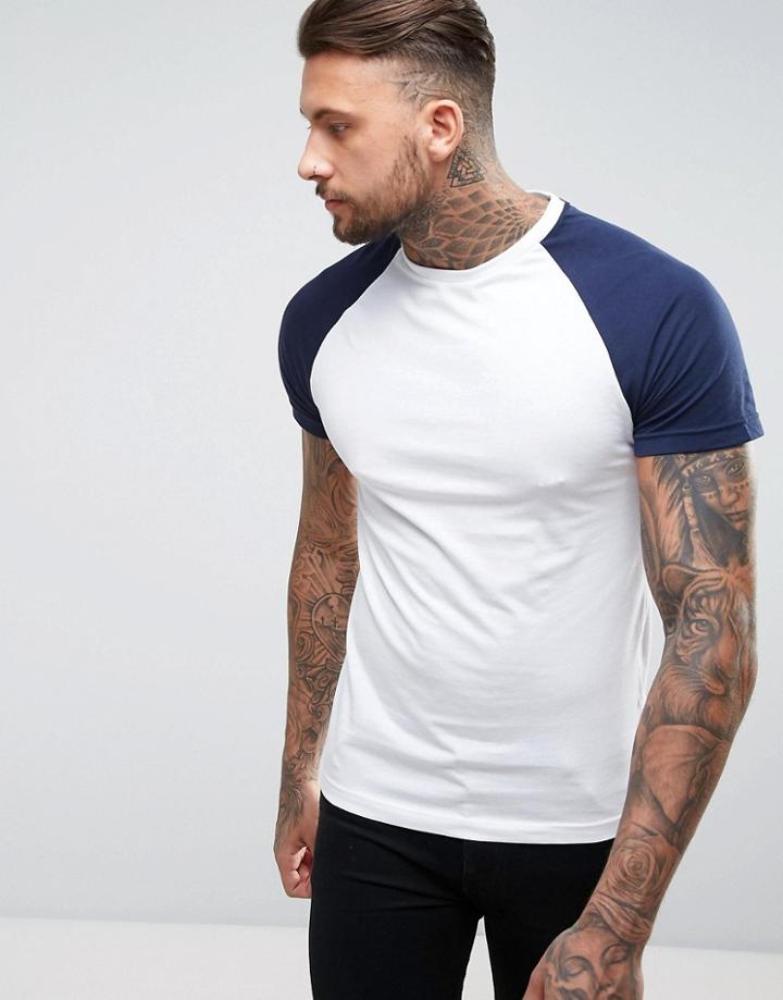 Brave Soul Contrast Raglan T-shirt - White