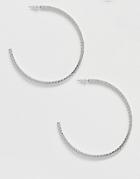 Asos Design Hoop Earrings With Engraved Rope Detail In Silver Tone - Silver