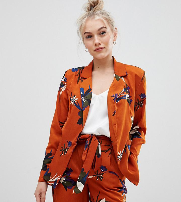 Parisian Petite Floral Blazer - Orange