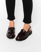 Dr Martens Valentine Cherry Red Slingback Tassel Loafer Flat Shoes - Red