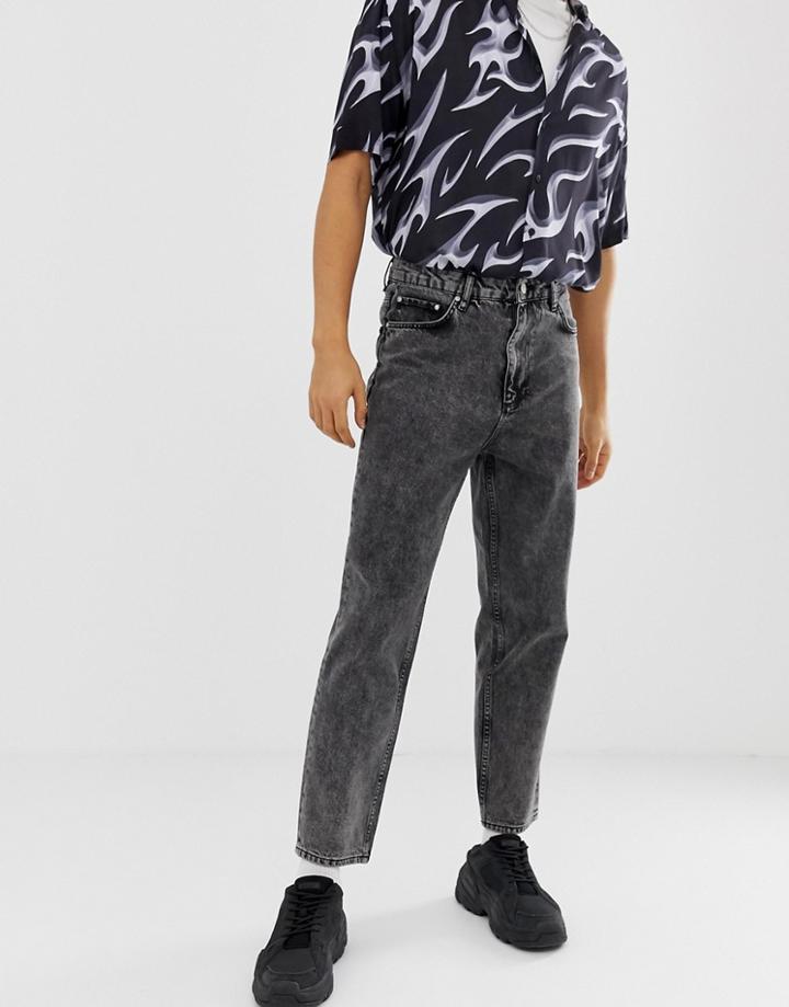 Asos Design High Waisted Jeans In Vintage Acid Wash Black