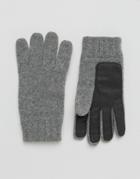 Dents Stirling Lambswool Glove With Leather Palm In Gray - Gray