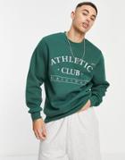 Jack & Jones Originals Oversized Crew Neck Sweatshirt With Front Print In Green