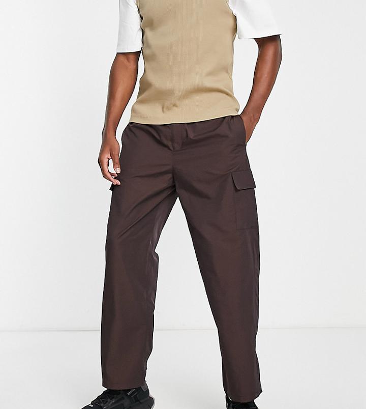 Collusion Nylon Cargo Pants With Pockets In Brown