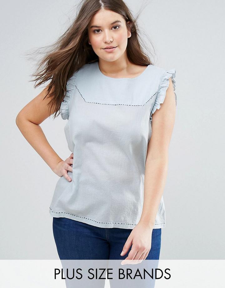 Junarose Flutter Sleeve Blouse - Blue