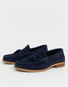 Office Liho Tassel Loafers In Navy Suede - Navy