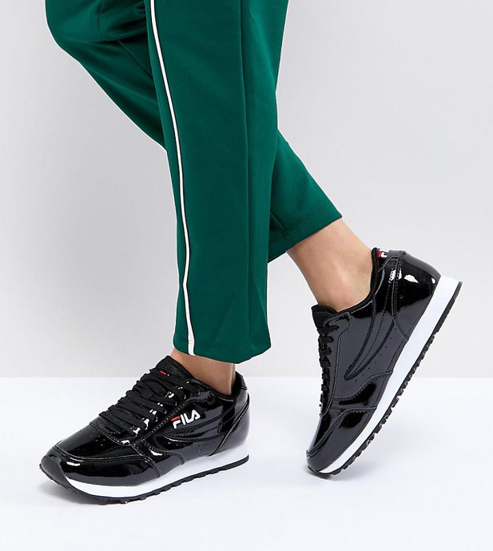 Fila Orbit Sneakers In Black Patent - Black