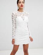 Rare Textured Leaf Sequin Bodycon Dress - White