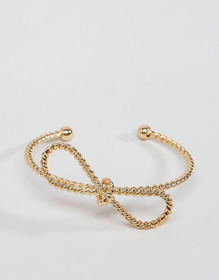 Asos Rope Bow Cuff Bracelet - Gold
