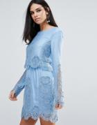 The Jetset Diaries Verona Long Sleeved Lace Mini Dress - Cream