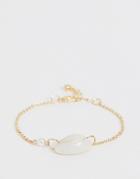 Asos Design Bracelet With Faux Shell And Pearl Charms In Gold Tone - Gold