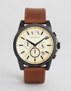 Armani Exchange Ax2511 Chronograph Leather Watch In Brown - Brown