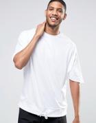 Asos Super Oversized T-shirt With Drawcord Hem In White - White