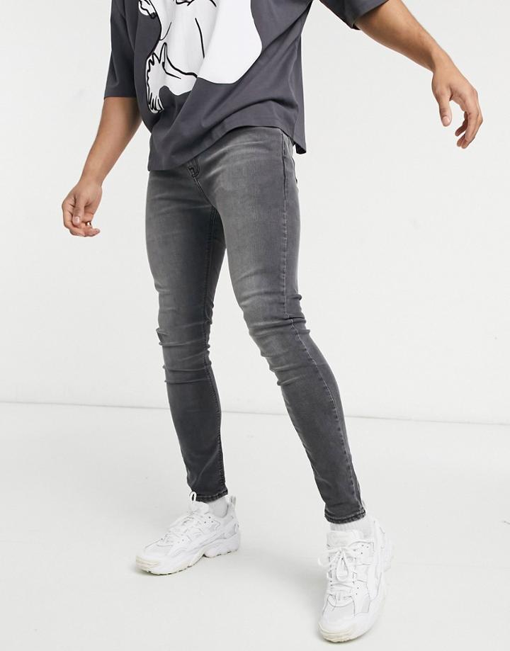 Asos Design Spray On Jeans With Power Stretch In Washed Black