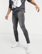 Asos Design Spray On Jeans With Power Stretch In Washed Black