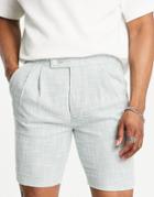 Asos Design Smart Skinny Cotton Mix Basket Weave Short In Pastel Green