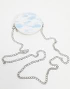 Asos Design Card Holder With Detachable Body Chain In Blue Print-black
