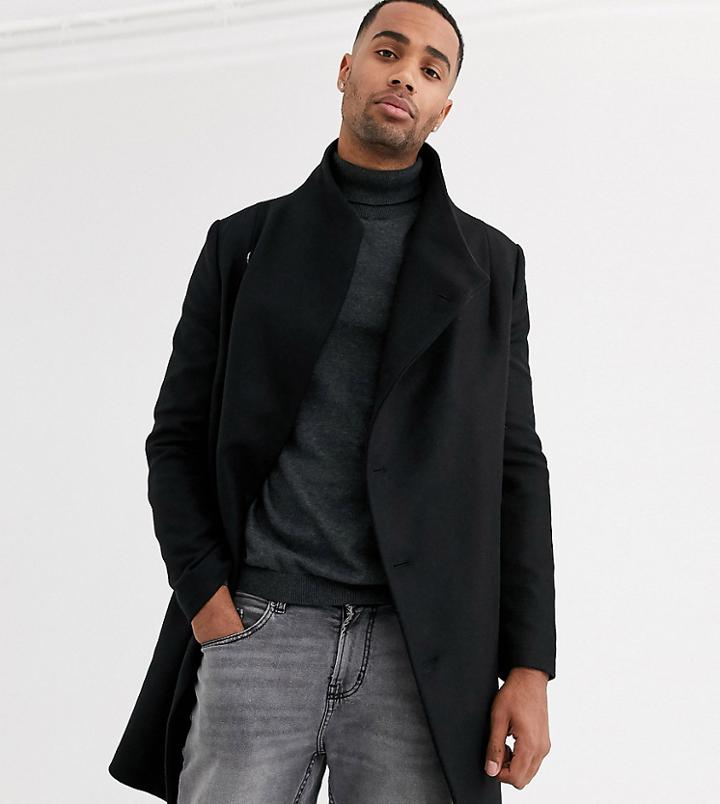 Religion Tall Funnel Neck Asymmetric Overcoat In Black