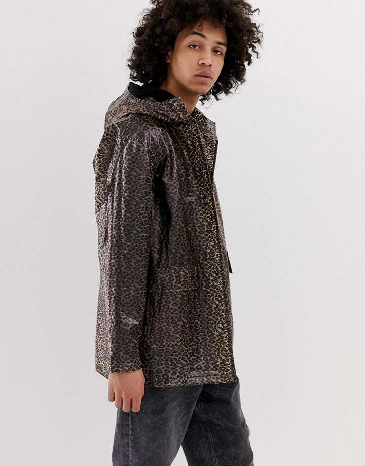 Asos Design Transparent Leopard Print Zip Through Jacket-brown