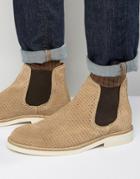 Selected Homme Noah Perforated Suede Chelsea Boots - Stone