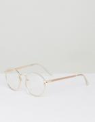 Yhf Lindsay Round Clear Lens Glasses In Gold - Gold