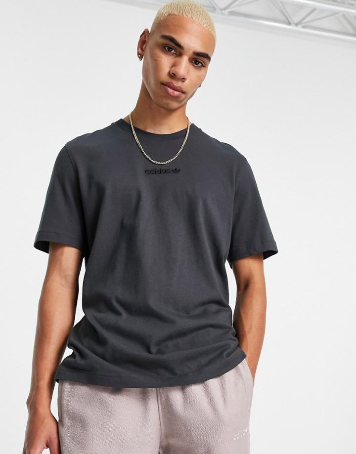 Adidas Originals 'tonal Textures' T-shirt In Carbon Black With Back Logo