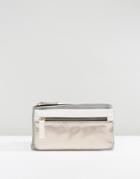 New Look Metallic Mix Foldover Purse - Gray