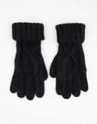 Boardmans Cable Knitted Gloves In Black