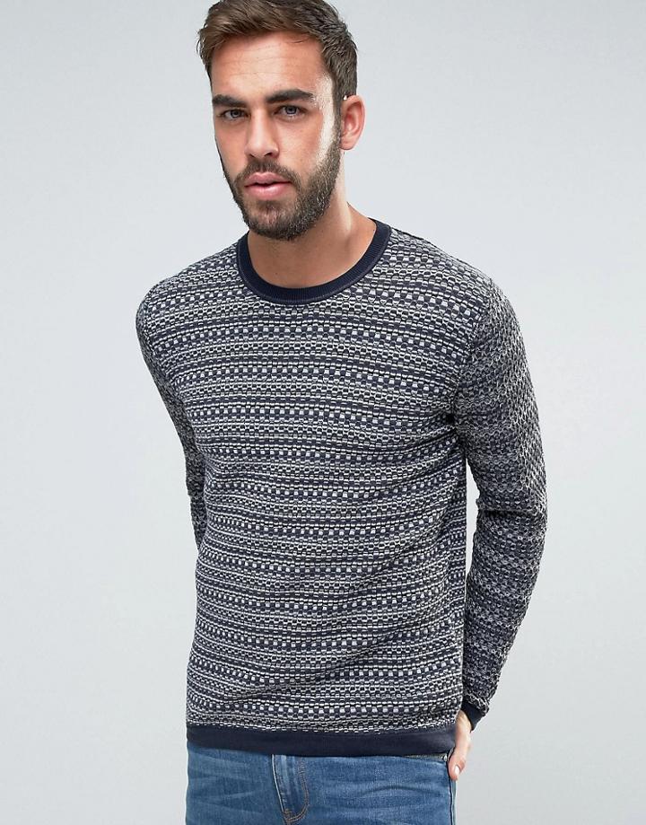 Boss Orange By Hugo Boss Pattern Stripe Sweater - Navy