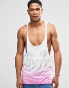 Asos Space Ibiza Dip Dye Extreme Racer Vest With Raw Edge