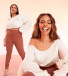 Asos Design Lounge Cropped Off-shoulder Sweatshirt In Cream-white