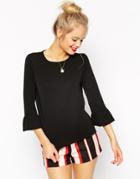 Asos Top In Crepe With Bell Sleeve - Cream $22.50