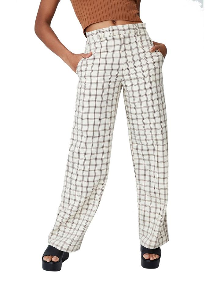 Cotton: On Check Print Wide Leg Pant-multi