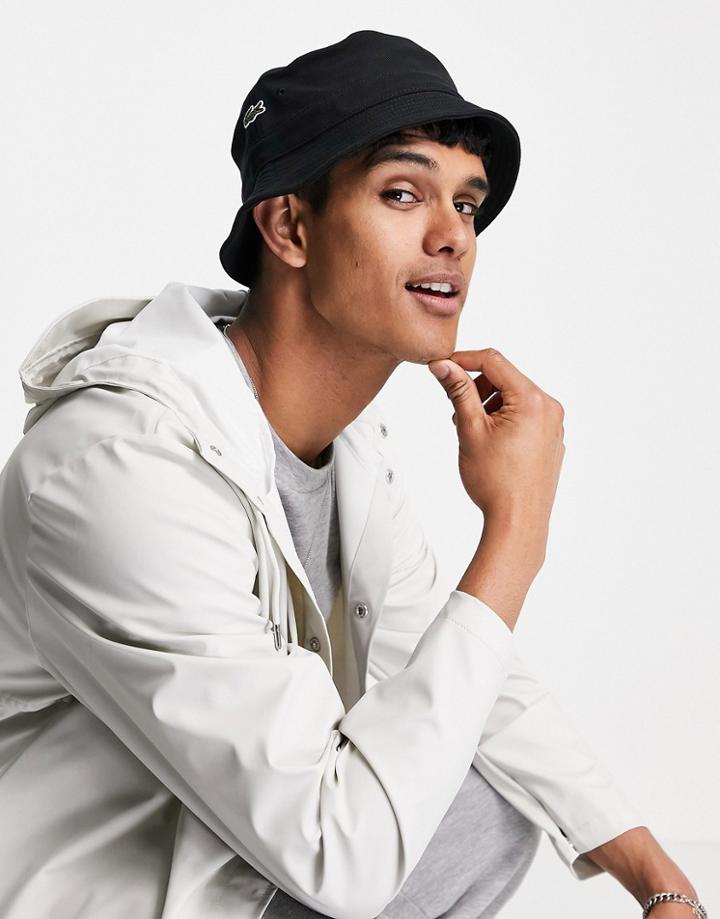 Lacoste Logo Bucket Hat In Black