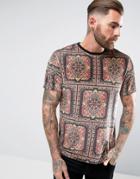 Asos Relaxed T-shirt In Veour With Paisley Print - Multi