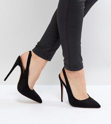 Lost Ink Wide Fit Black Penelope Sling Back Pumps - Black