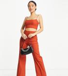 Vesper Petie Wide Leg Pants With High Waist In Rust - Part Of A Set-orange