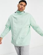 Asos Design Organic Oversized Sweatshirt With Rib Funnel Neck And Toggle-green