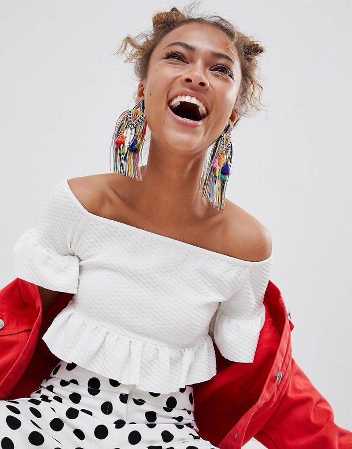 Asos Design Statement Carinval Beaded Tassel Earrings - Multi