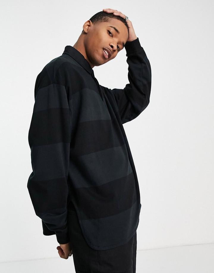 Asos Design Oversized Lightweight Rugby Sweatshirt With All Over Stripes-multi