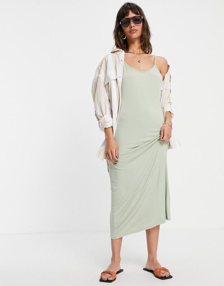 Vila Cami Maxi Dress In Sage-green