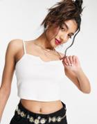 Asos Design Crop Cami With Notch Detail In Rib In White