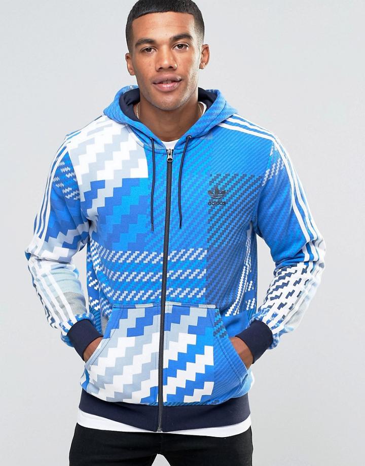 Adidas Originals Camo Zip Hoodie In Gray Ay8285 - Gray