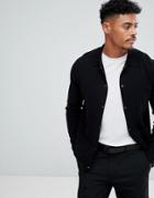 Asos Collared Cardigan With Matte Poppers - Black