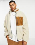 Jack & Jones Originals Fleece Jacket With Contrast Pocket In Beige-neutral